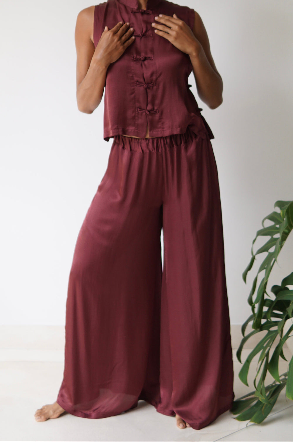 Ting Pants, Lyocell Silk, Autumn Plum, view 2