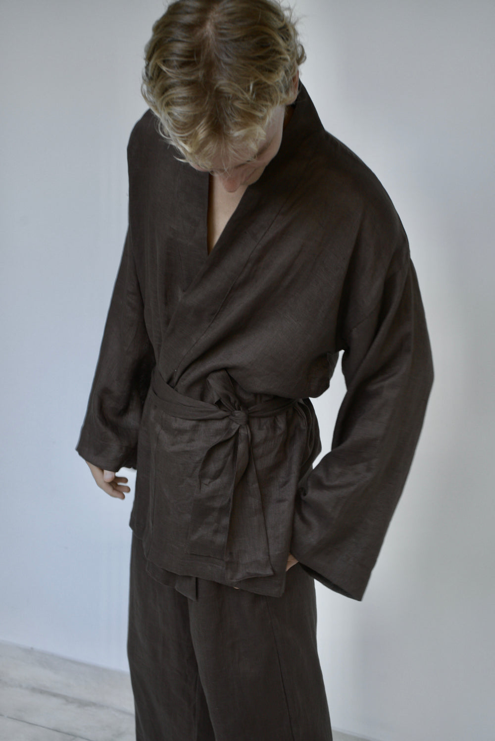 Shen Kimono, Linen, Wood Brown, view 5