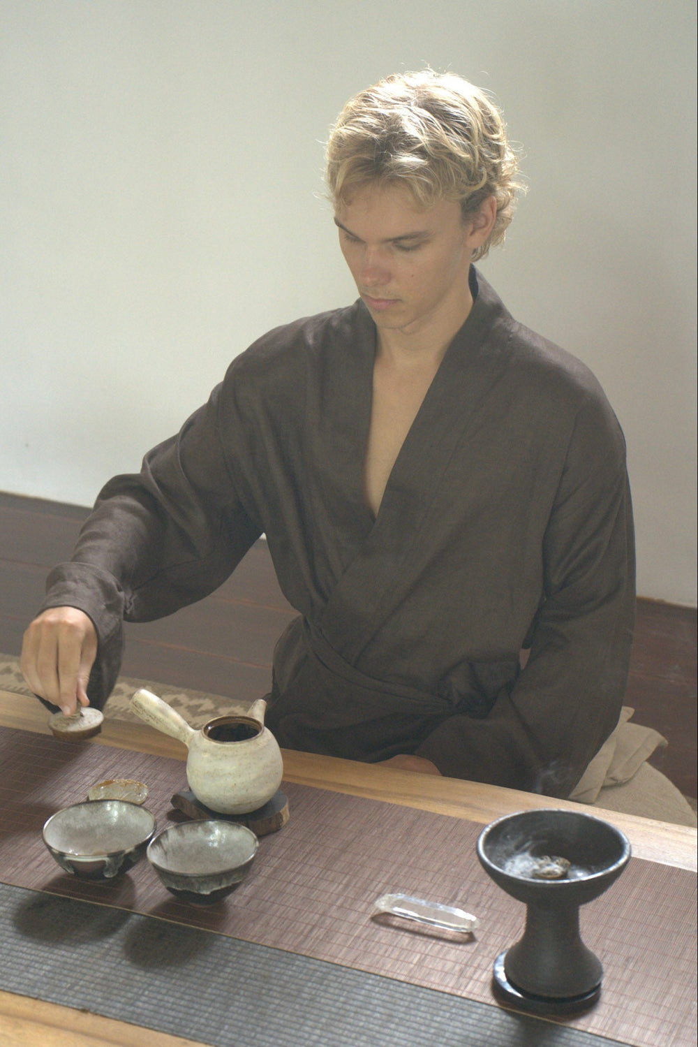 Shen Kimono, Linen, Wood Brown