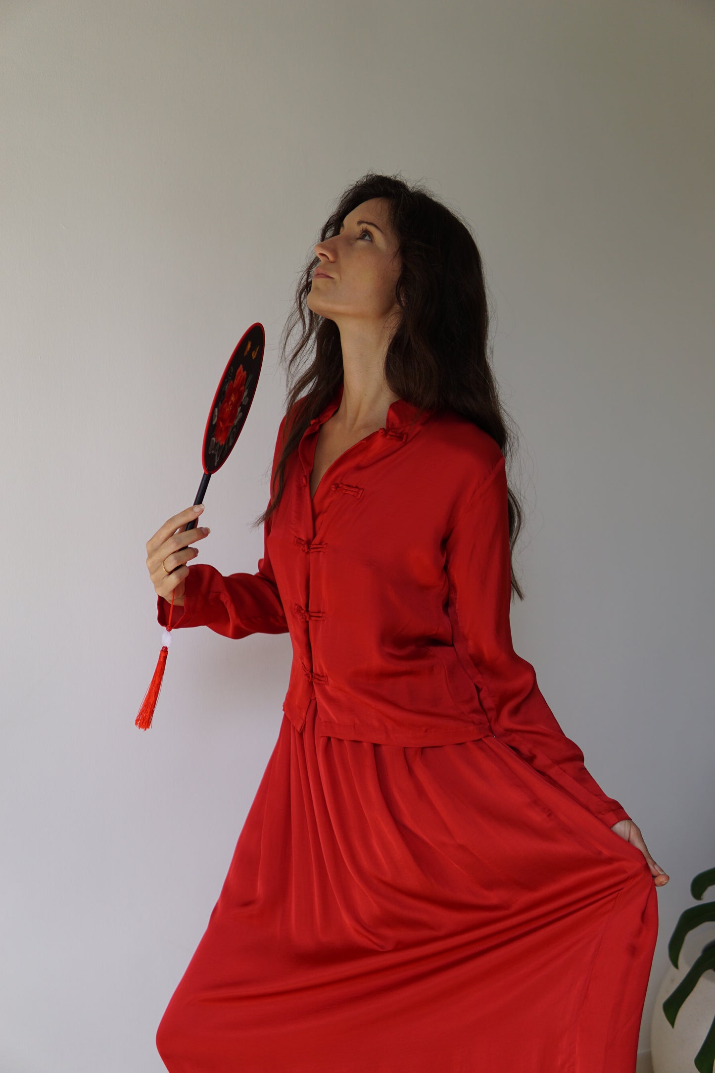 Lin Skirt – Lyocell Silk – Peony Red