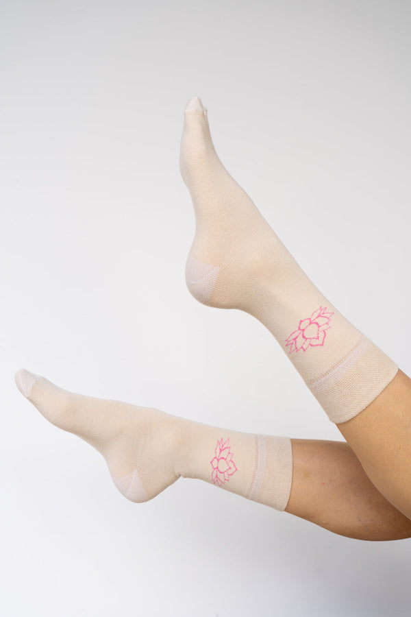 Lotus Sock - Cream - Cotton Tiyara Soul Wear