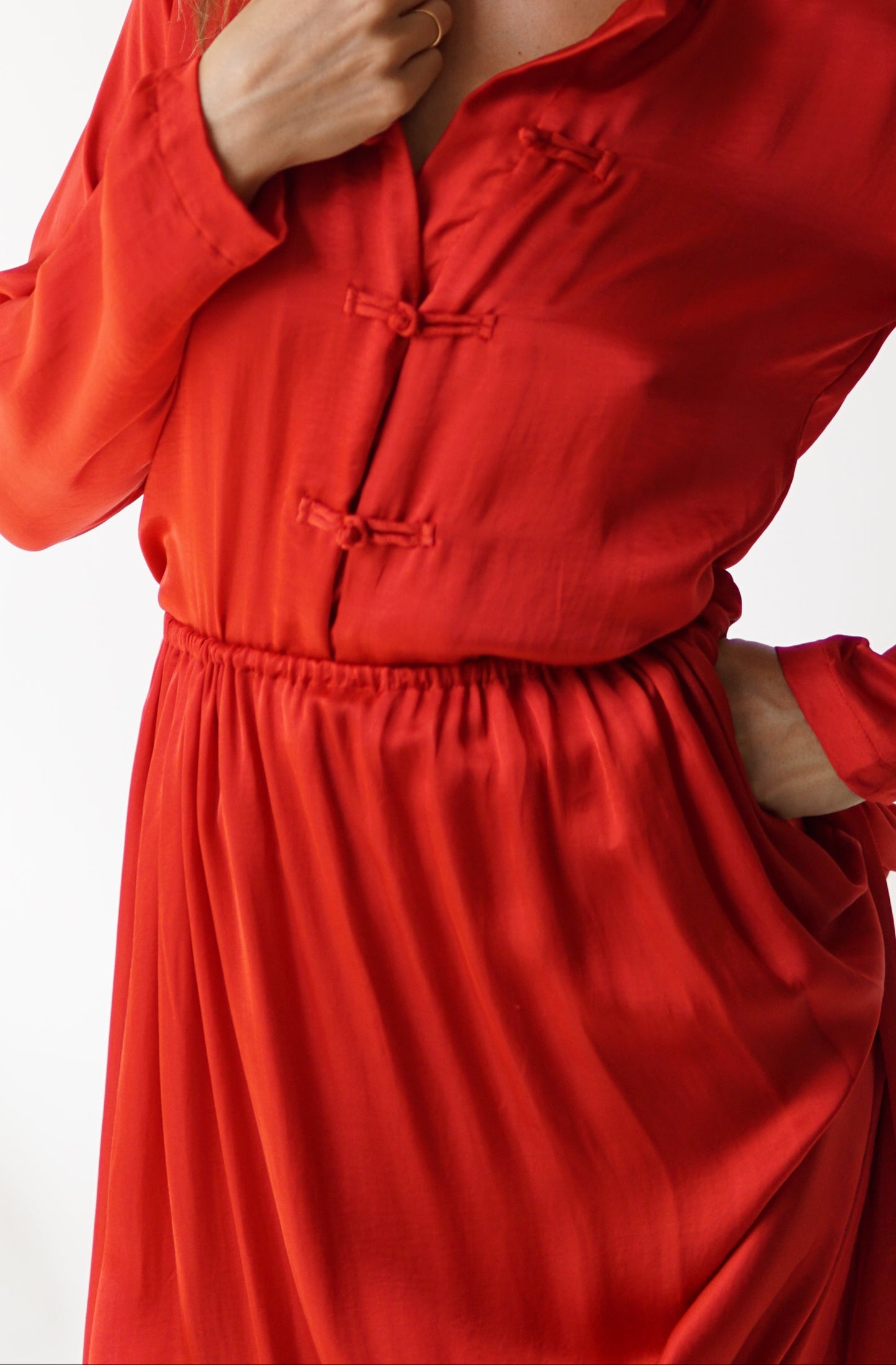 Lin Skirt – Lyocell Silk – Peony Red