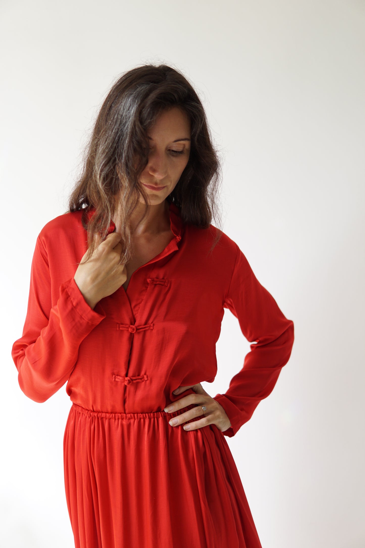 Lin Skirt – Lyocell Silk – Peony Red