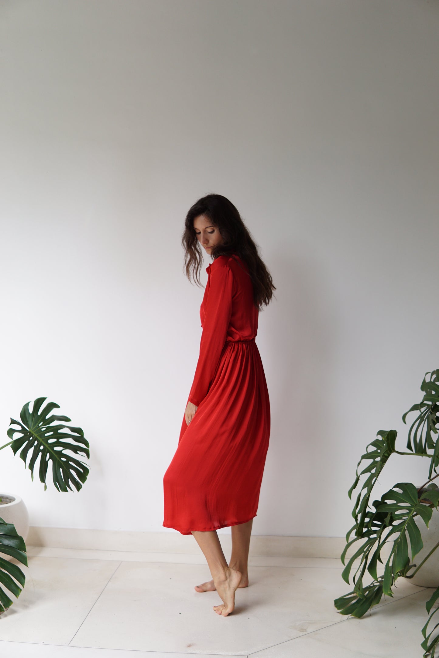Lin Skirt – Lyocell Silk – Peony Red