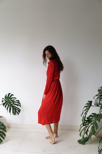Lin Skirt, Lyocell Silk, Peony Red, view 3