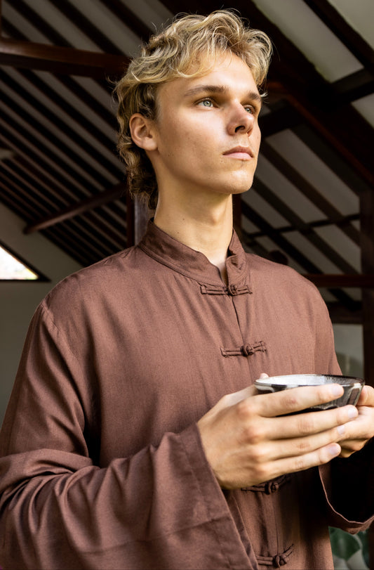Jing Shirt – Premium Rayon – Earth Cacao