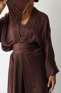 Aset Kimono, Lyocell Silk, Earth Cacao, view 8