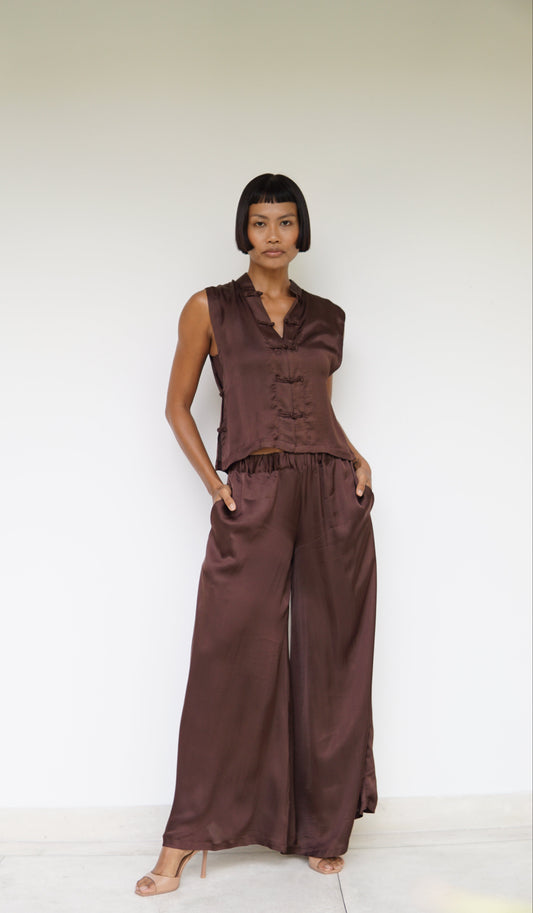 Lin Vest – Lyocell Silk – Earth Cacao