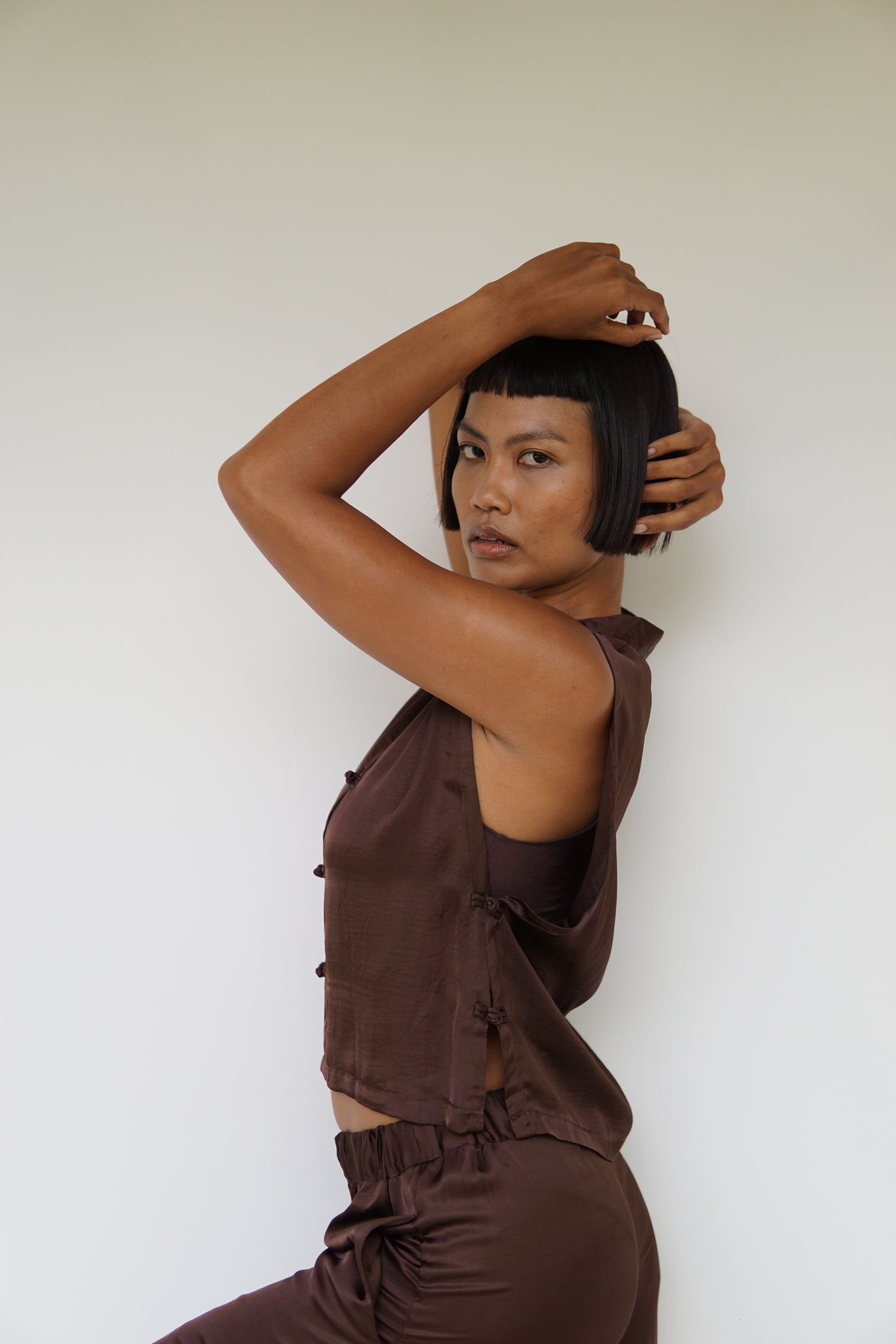 Lin Vest – Lyocell Silk – Earth Cacao