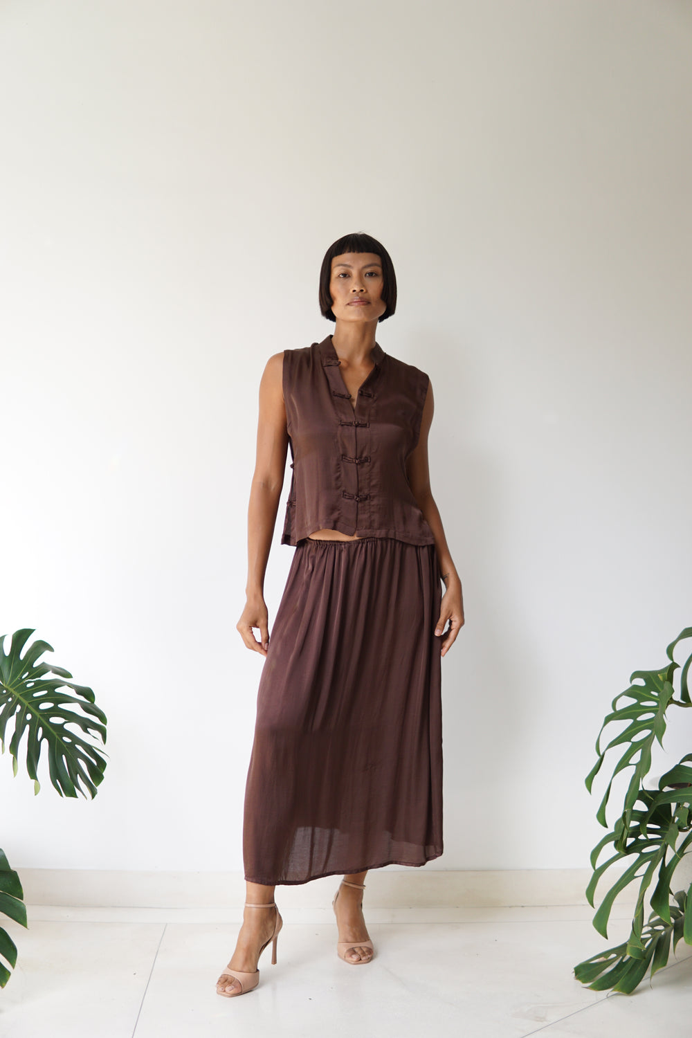 Lin Skirt, Lyocell Silk, Earth Cacao