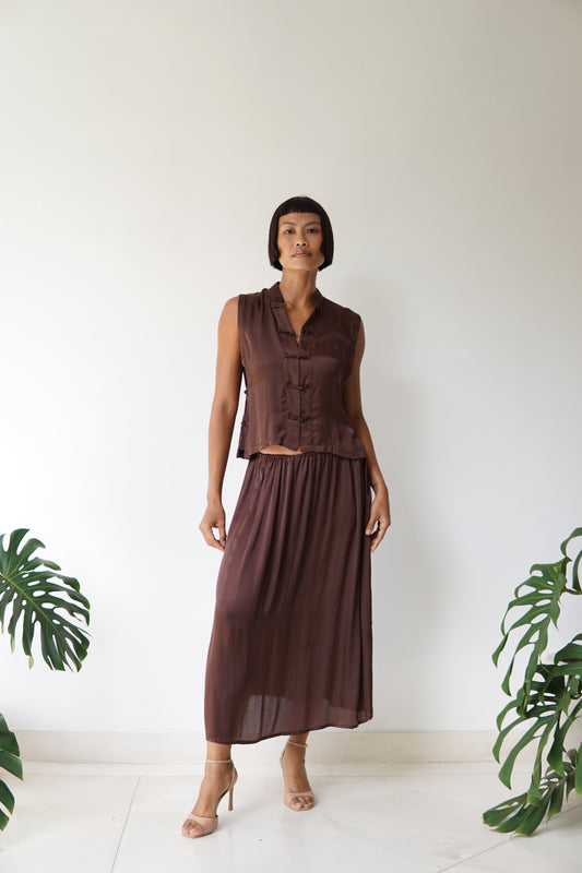 Lin Skirt – Lyocell Silk – Earth Cacao