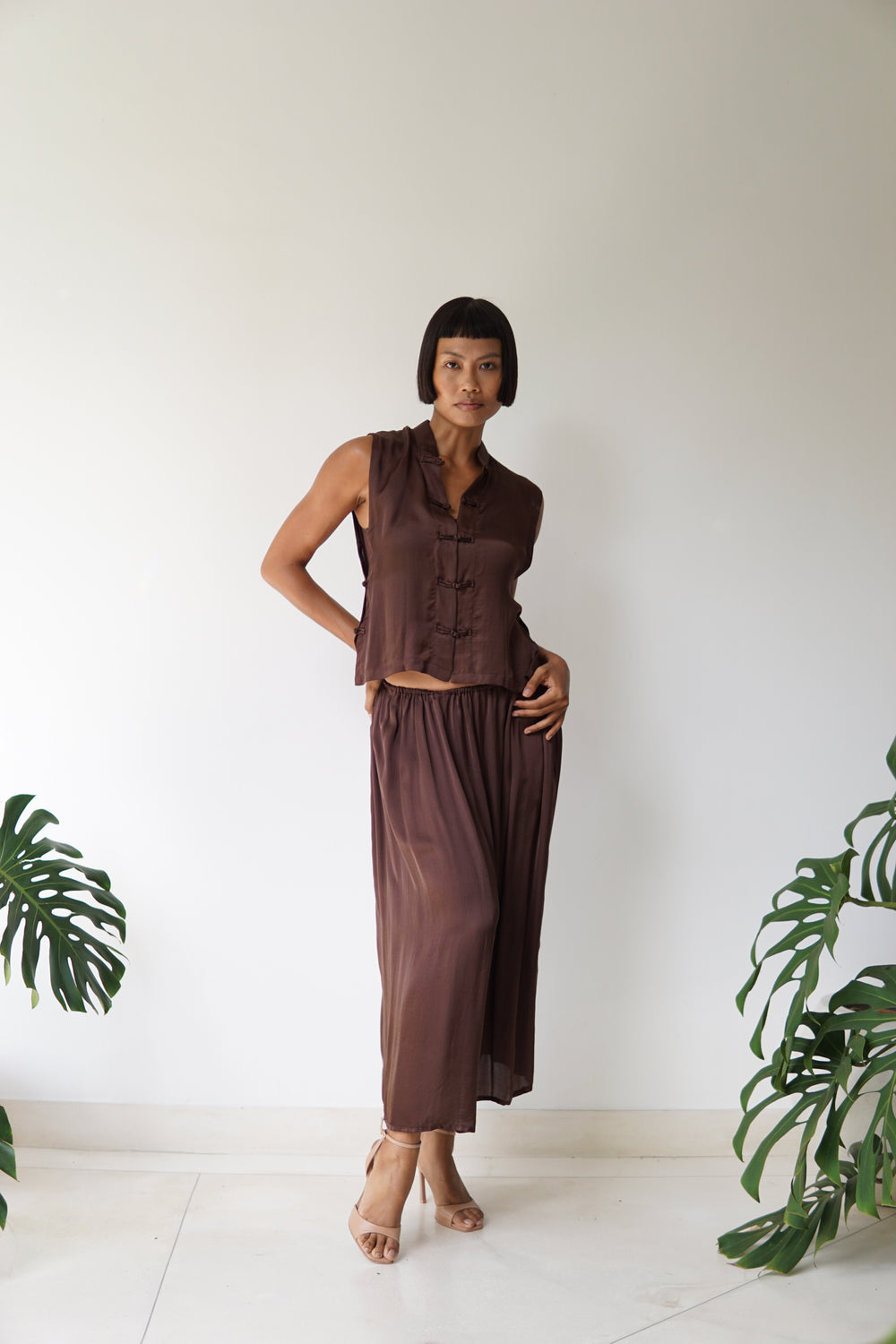 Lin Skirt, Lyocell Silk, Earth Cacao, view 4