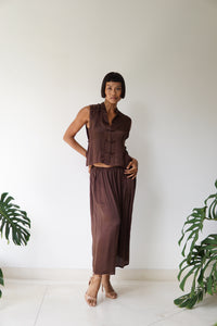 Lin Skirt, Lyocell Silk, Earth Cacao, view 4