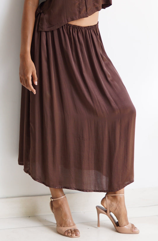 Lin Skirt – Lyocell Silk – Earth Cacao