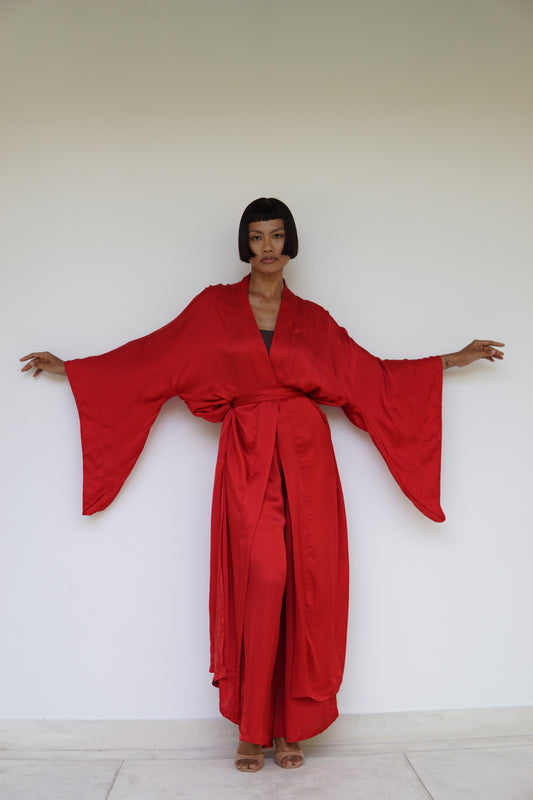 Aset Kimono – Lyocell Silk – Peony Red