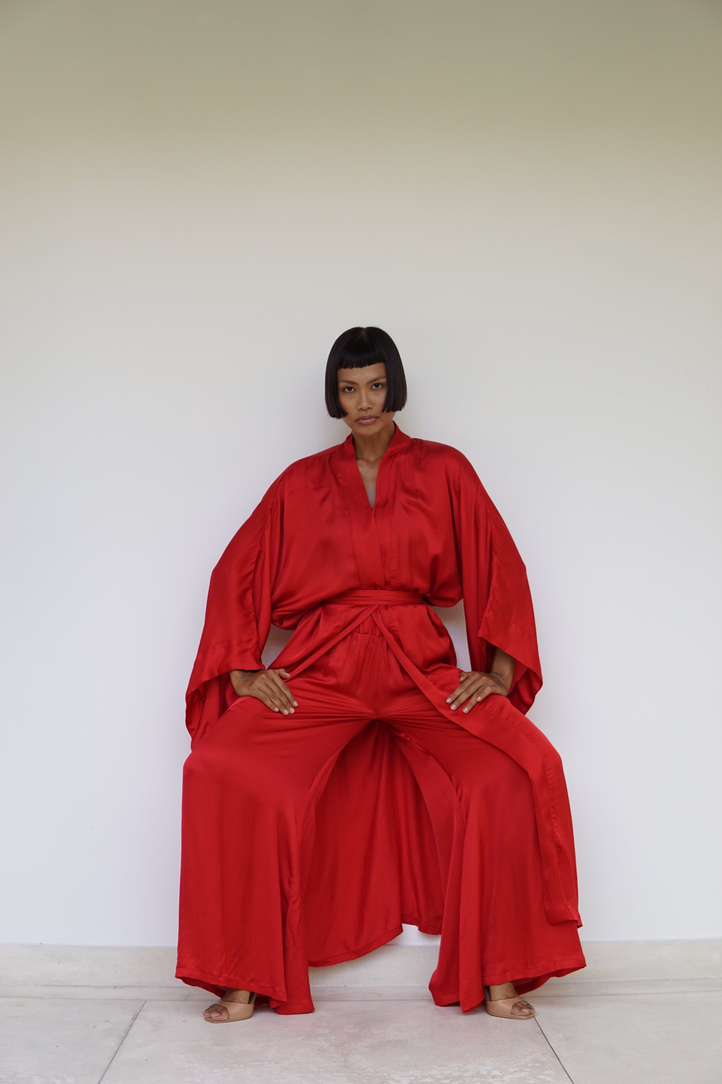 Aset Kimono – Lyocell Silk – Peony Red