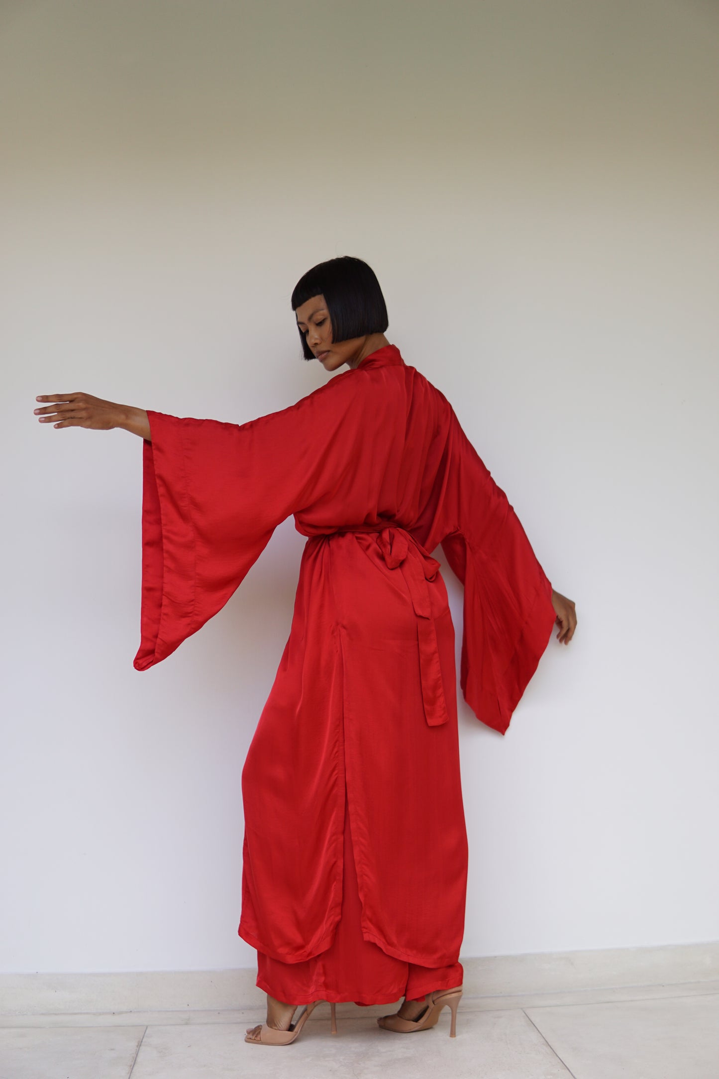 Aset Kimono – Lyocell Silk – Peony Red