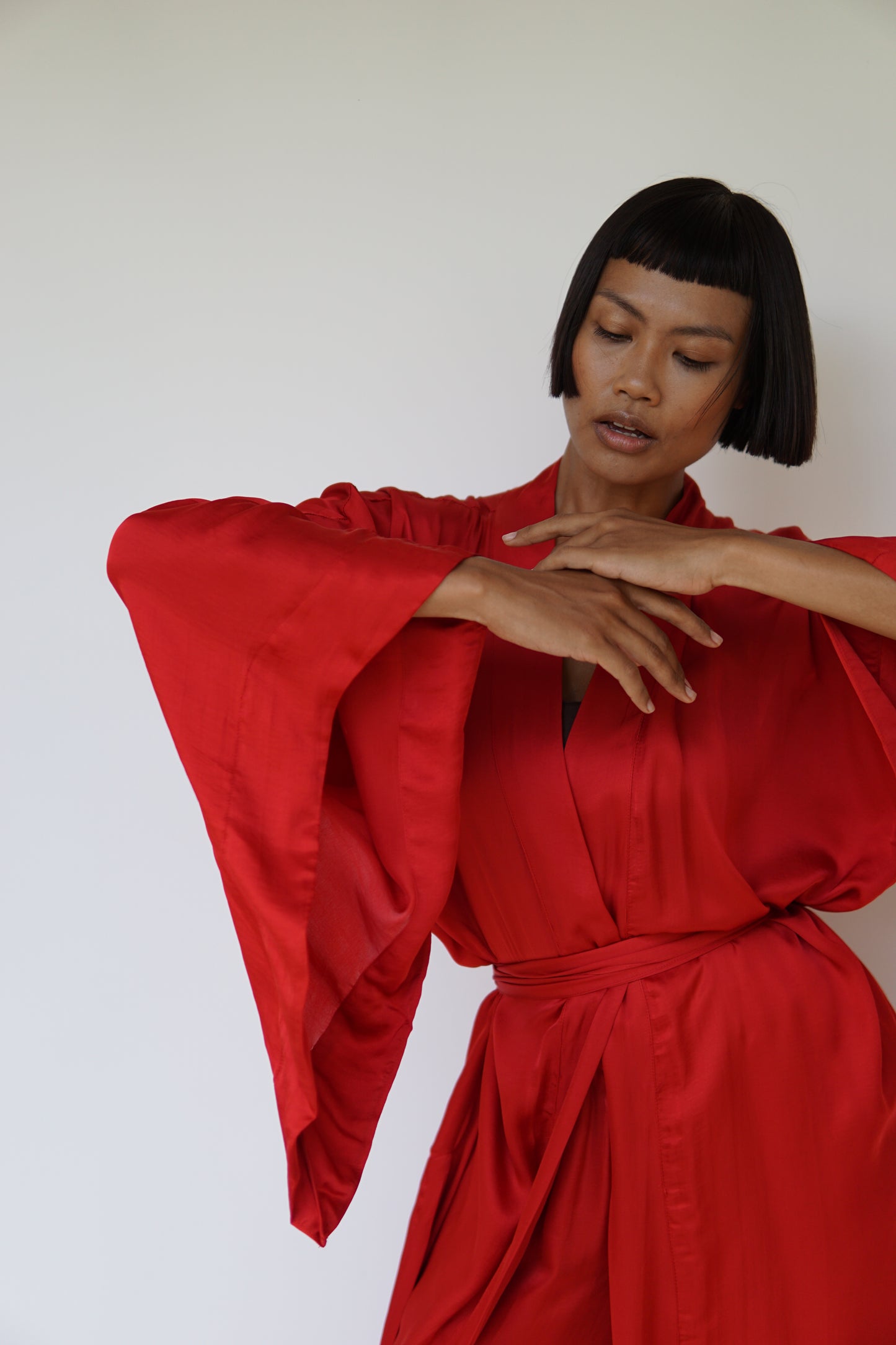 Aset Kimono – Lyocell Silk – Peony Red