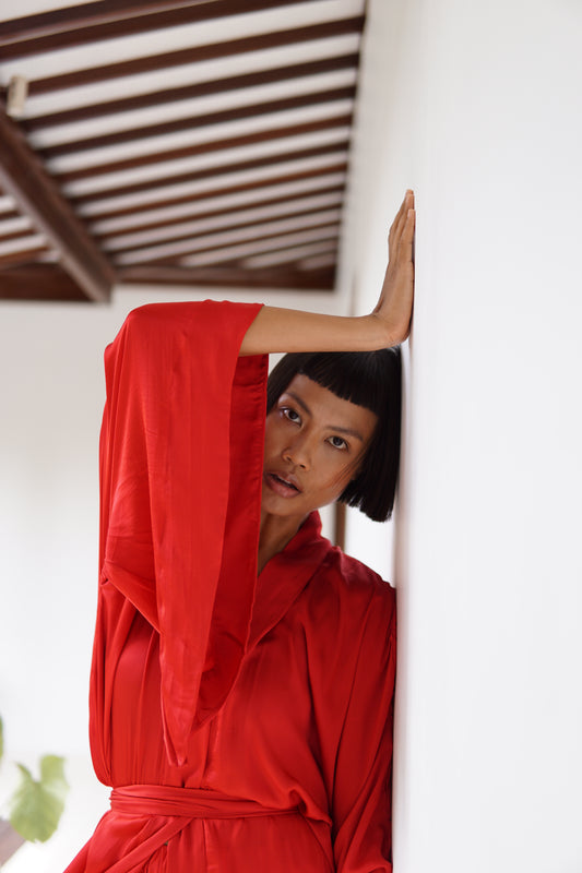 Aset Kimono – Lyocell Silk – Peony Red