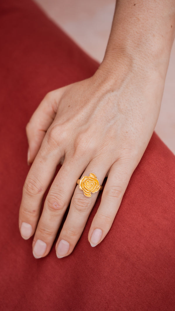 Rose of Magdalena Ring - 18K Gold Plated Sterling Silver Tiyara LLC