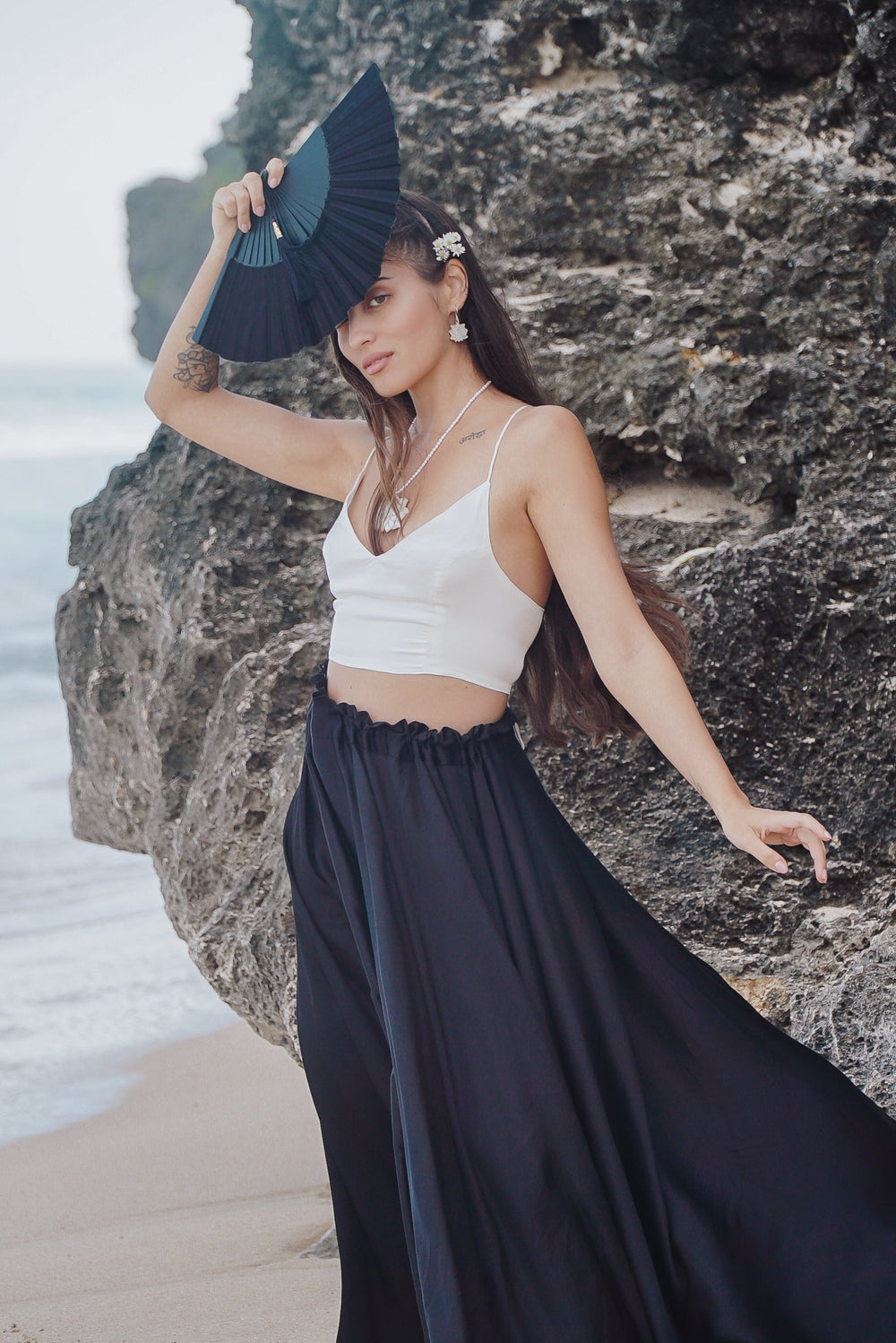 Lotus Skirt - Silk Viscose - Black Onyx Tiyara Soul Wear