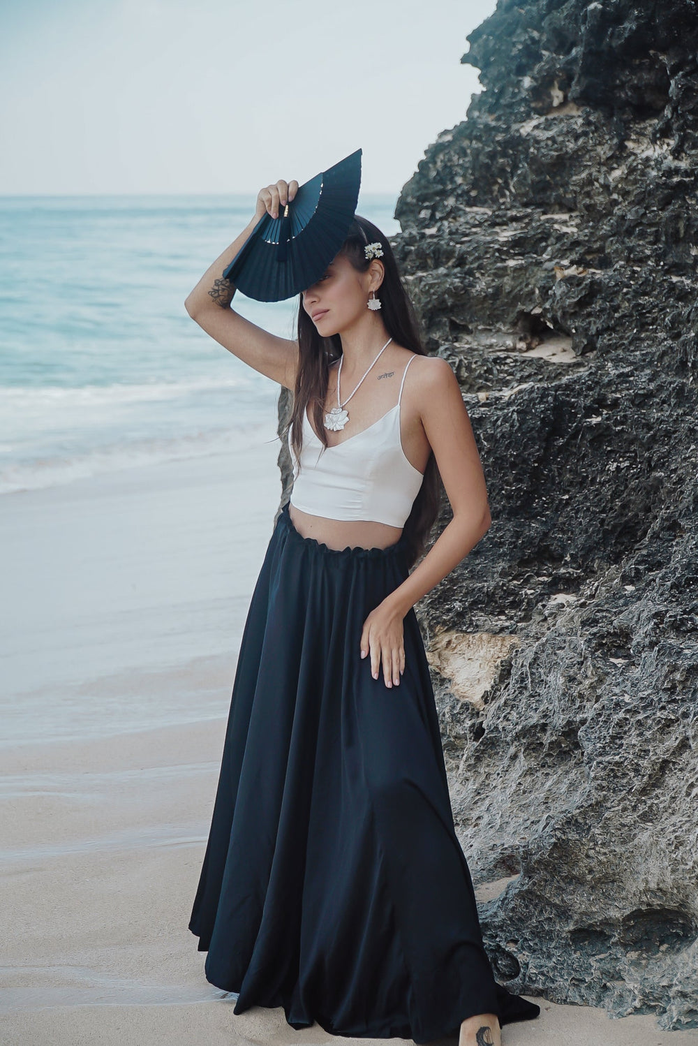 Lotus Skirt - Silk Viscose - Black Onyx Tiyara Soul Wear