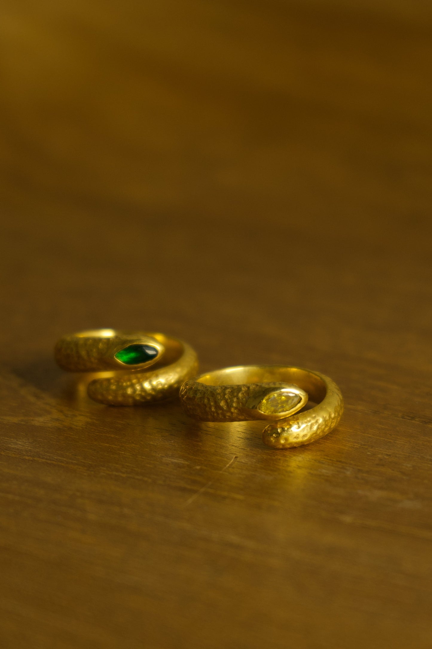 Citrine Emerald Snake Ring