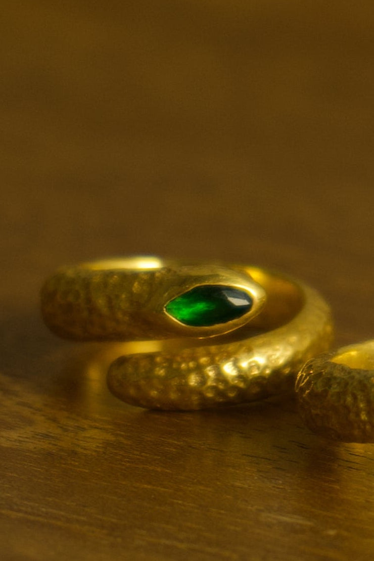 Citrine Emerald Snake Ring