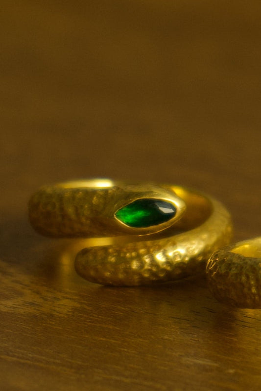 Citrine Emerald Snake Ring
