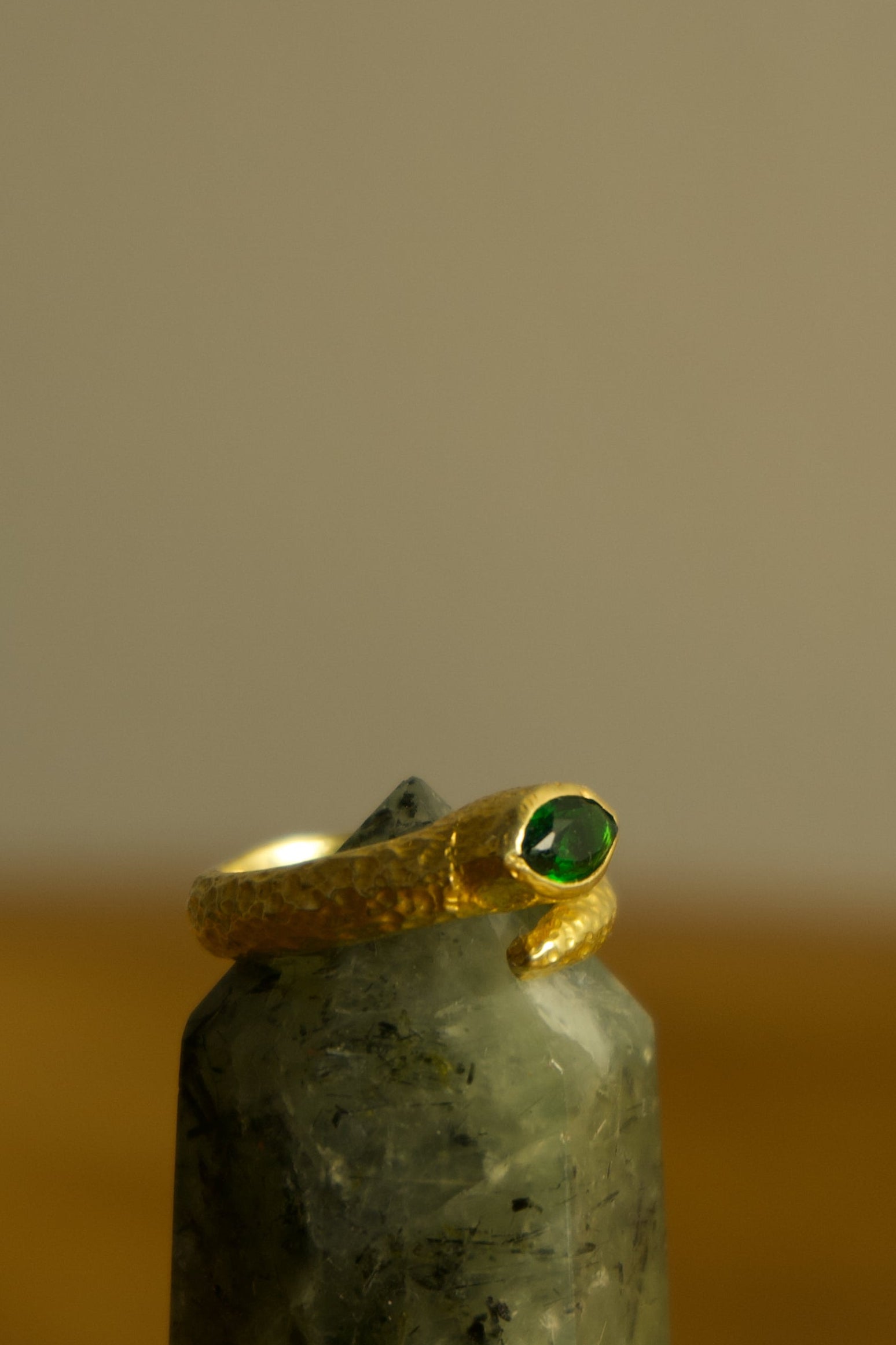 Citrine Emerald Snake Ring