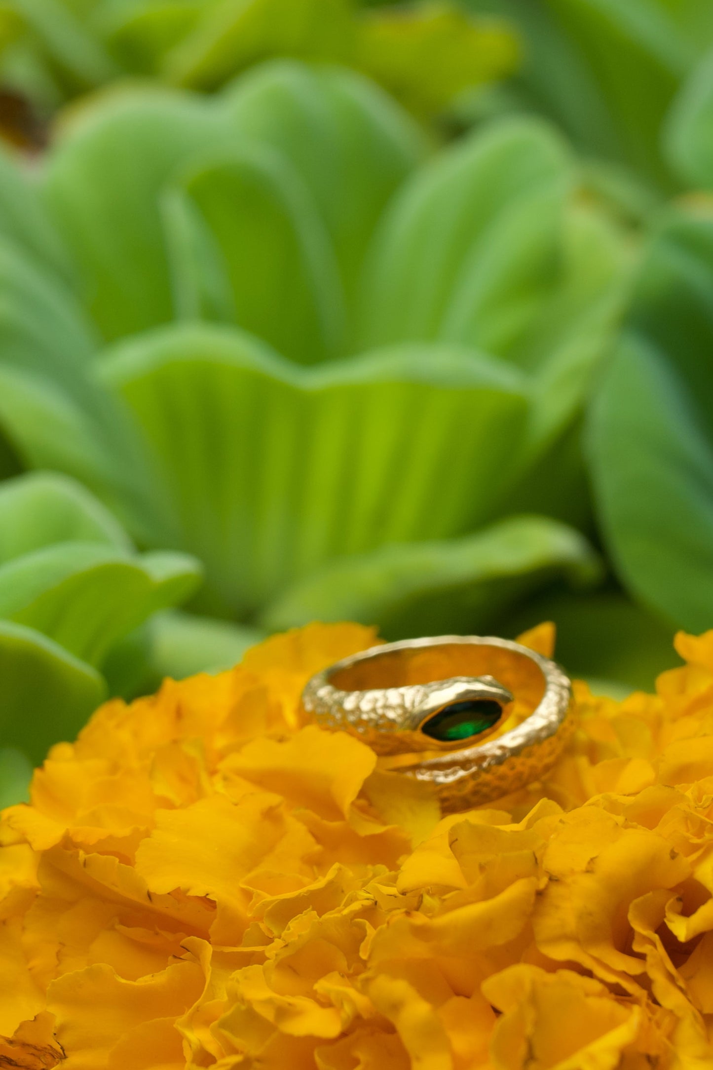 Emerald Snake Ring