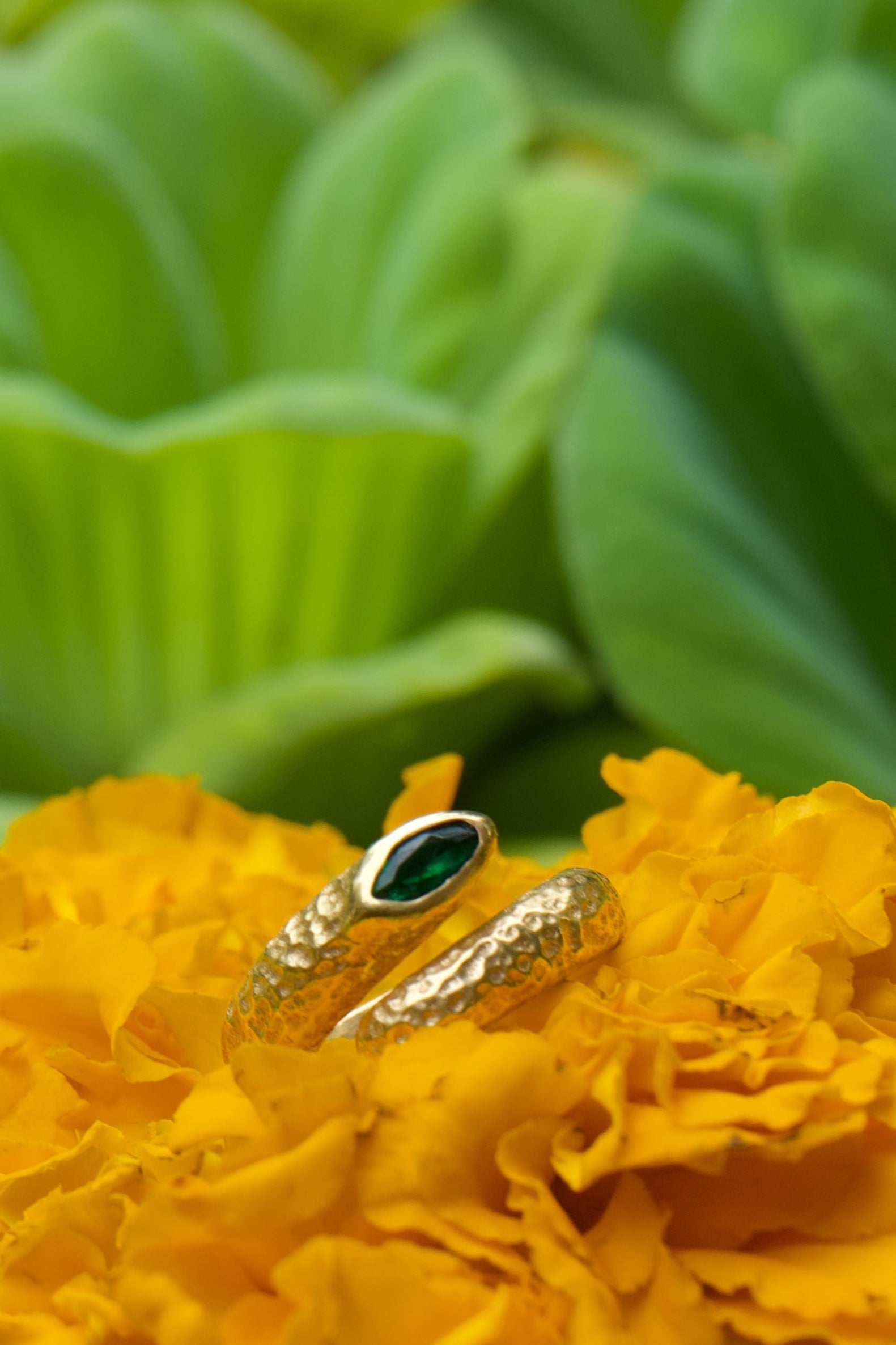 Emerald Snake Ring