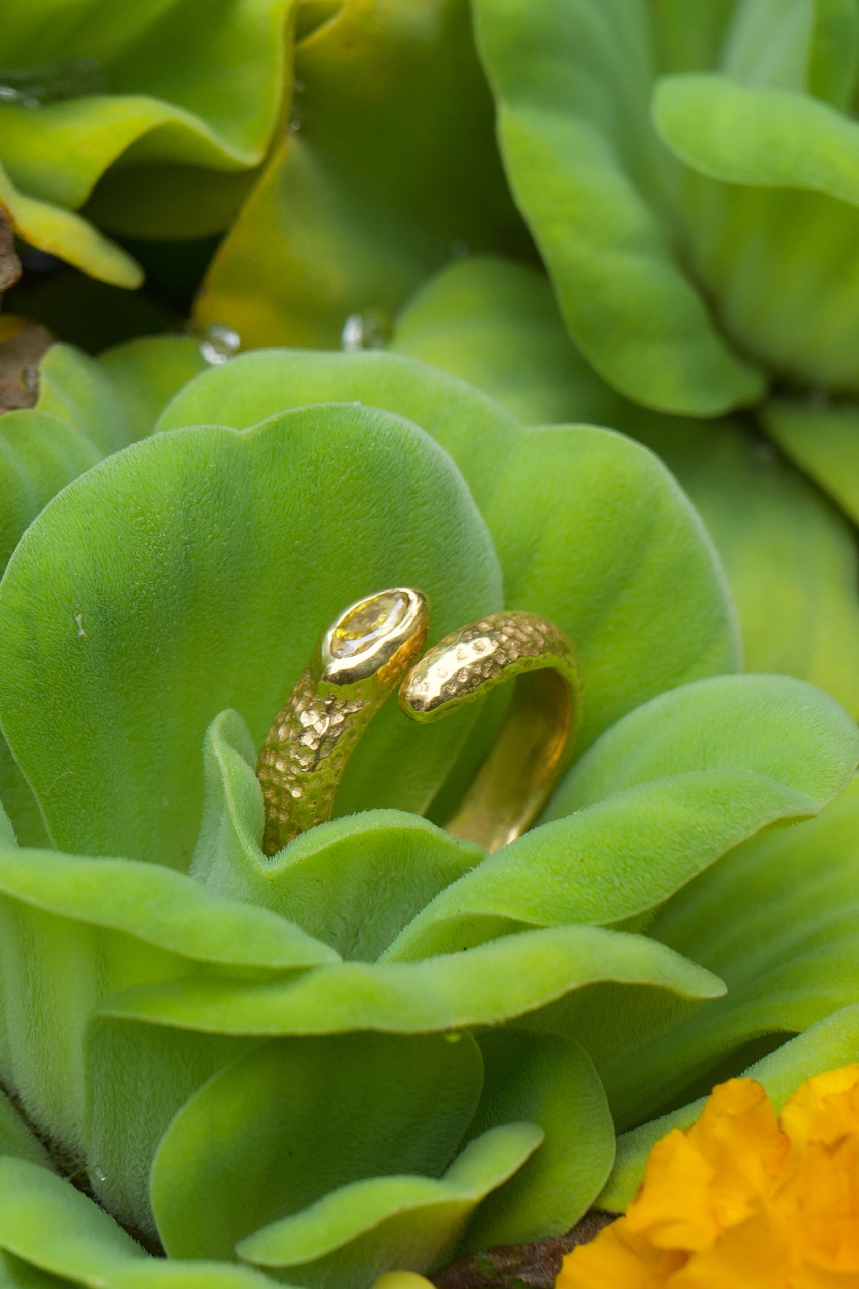 Citrine Snake Ring