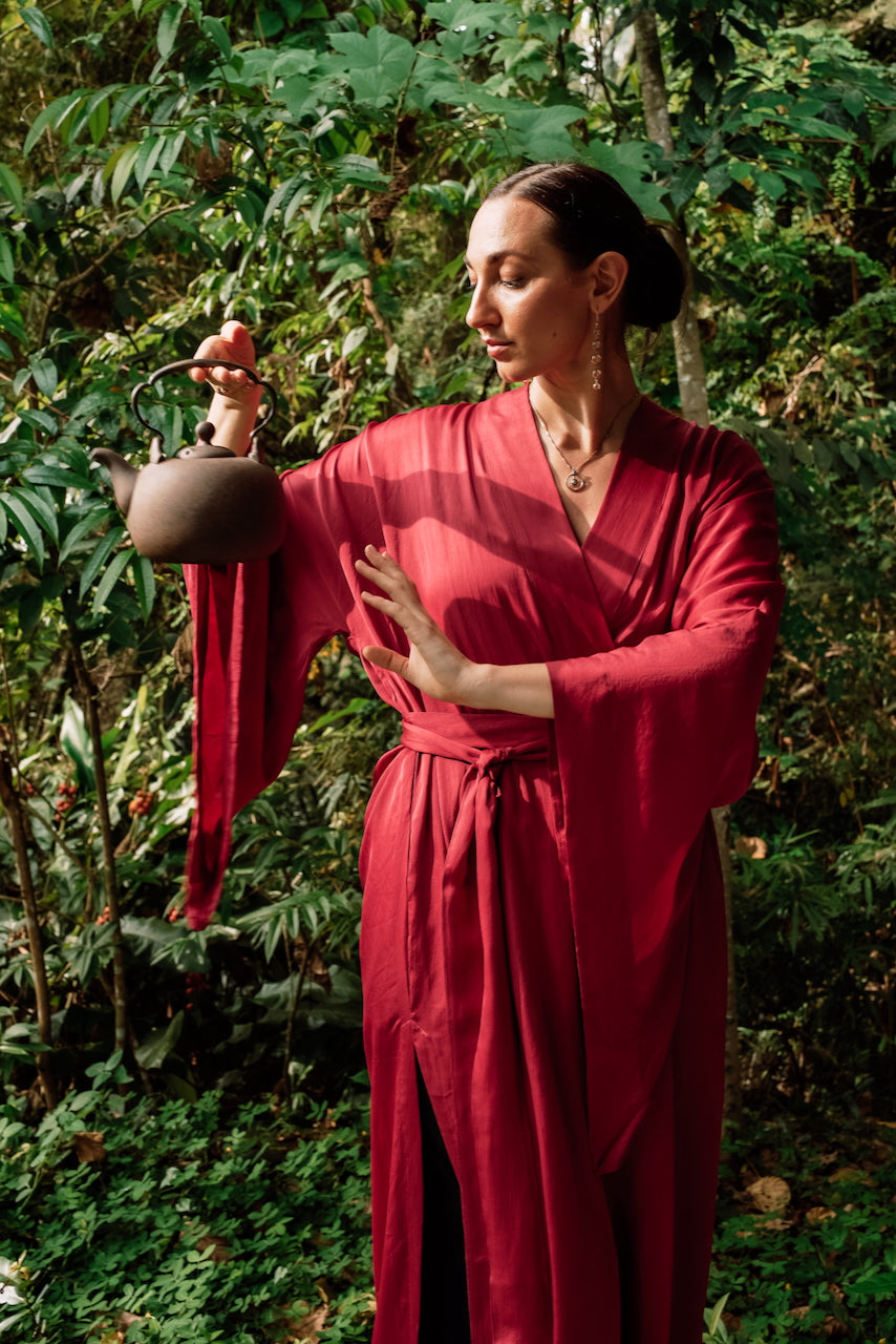 Aset Kimono - Plant Silk -  Kemet Crimson