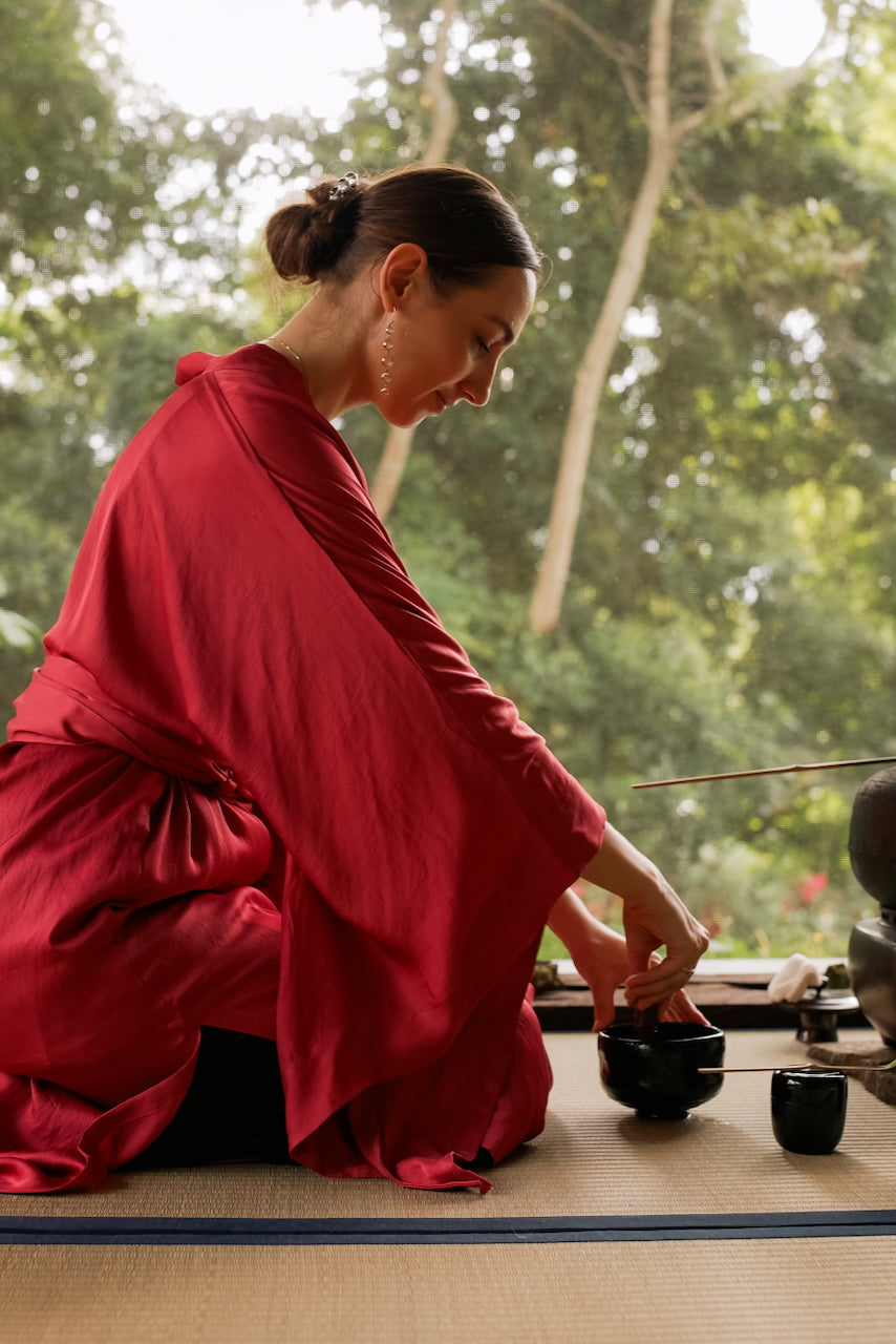 Aset Kimono - Plant Silk -  Kemet Crimson