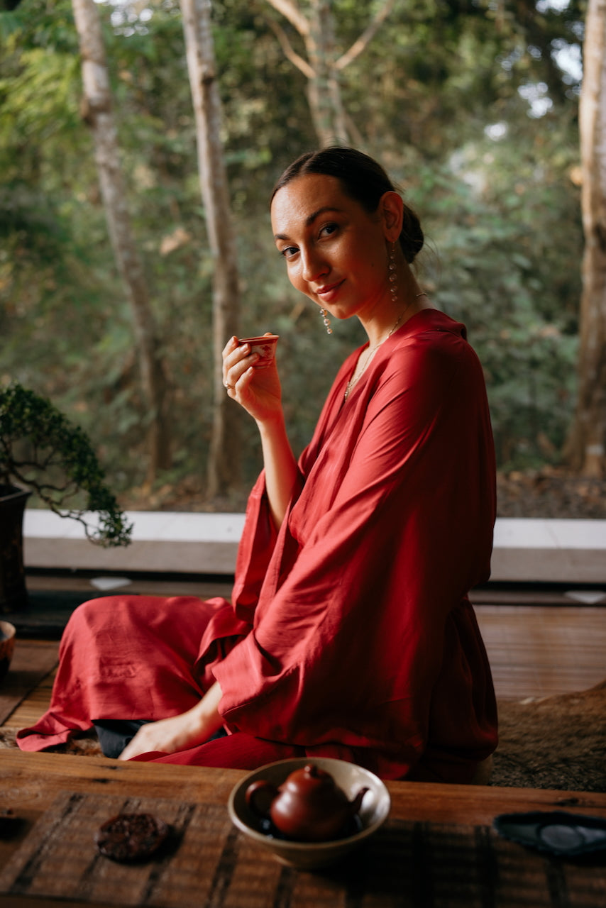 Aset Kimono - Plant Silk -  Kemet Crimson