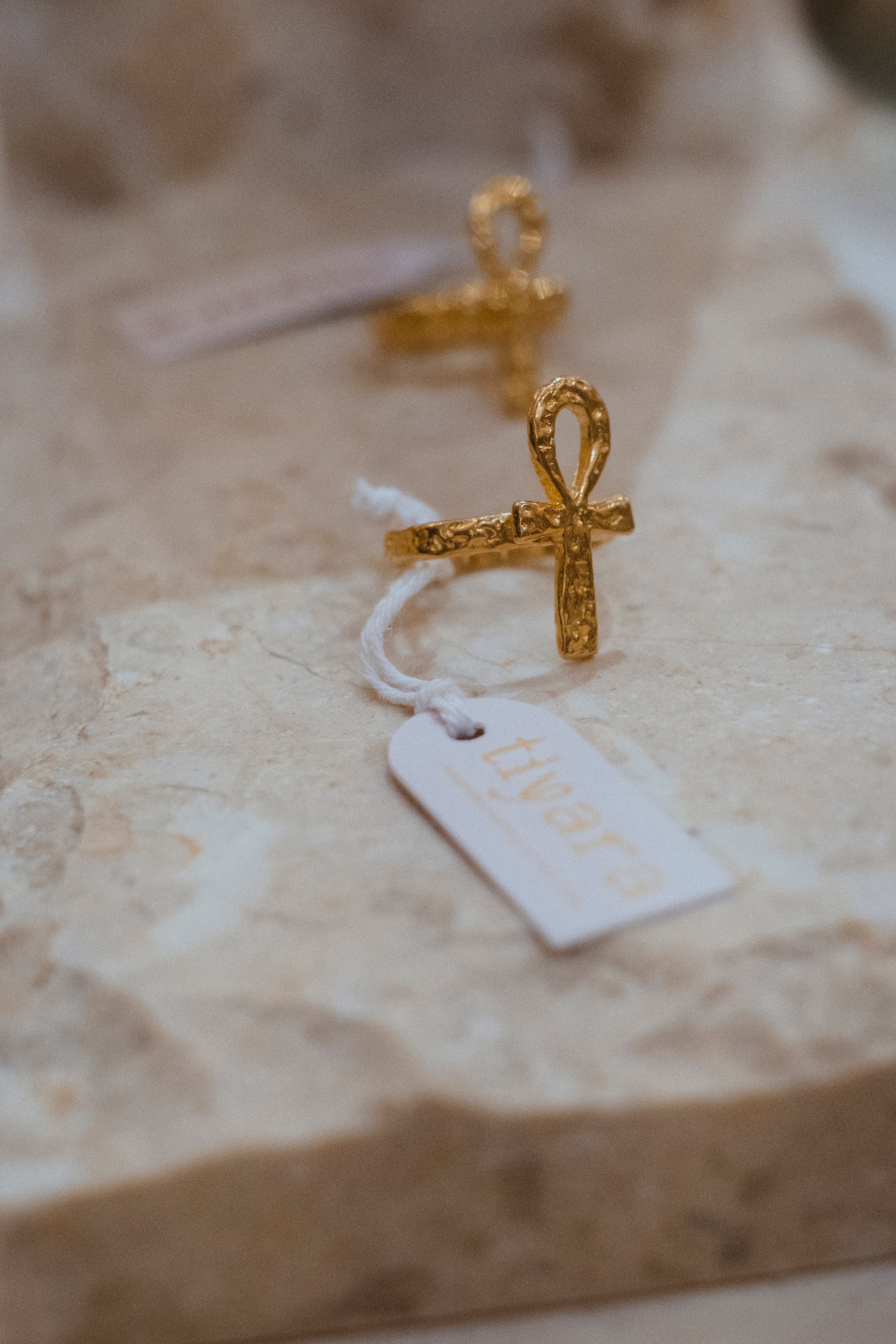 Sekhem Ankh Ring - 18K Gold Plated Sterling Silver