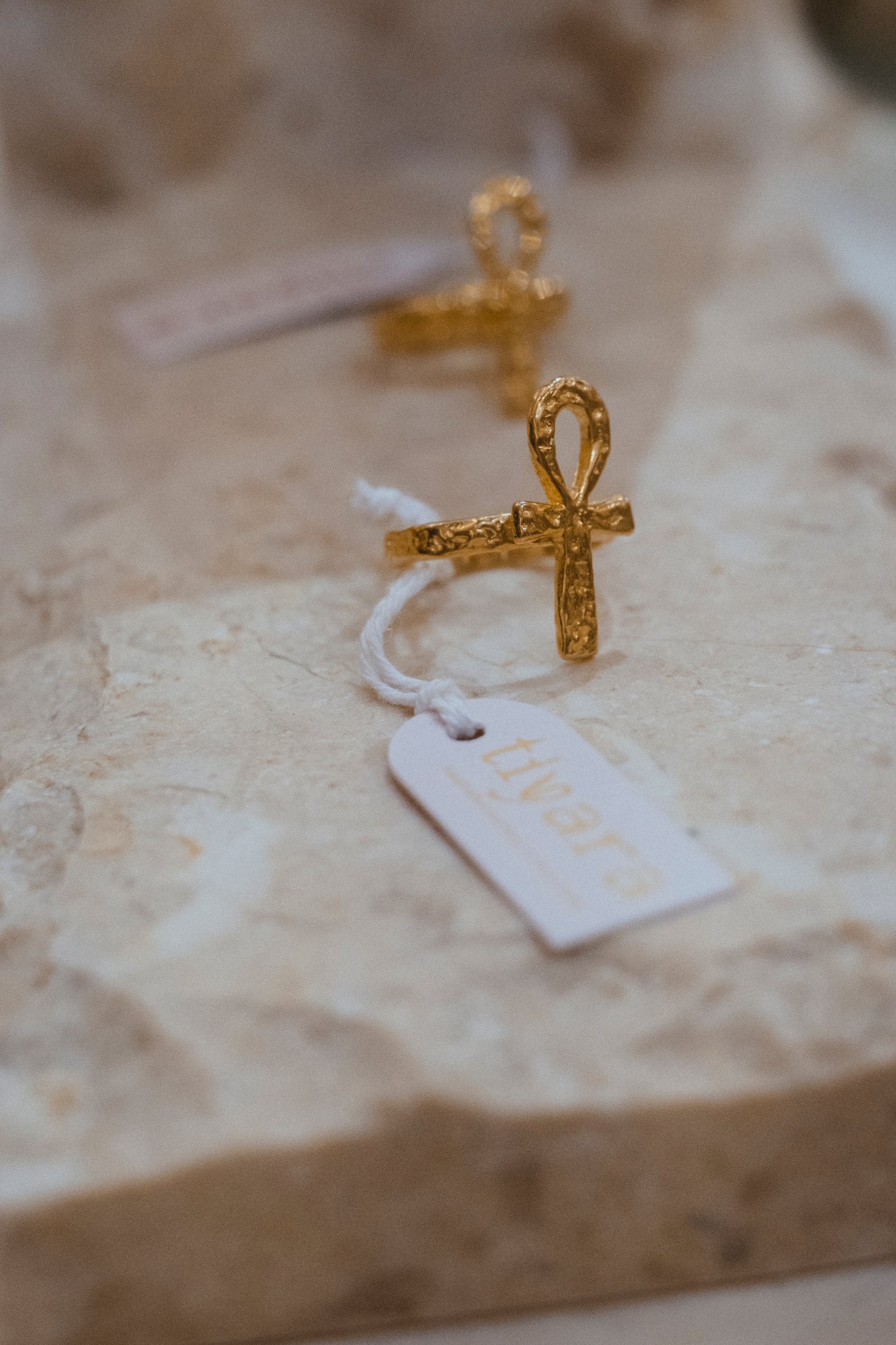 Sekhem Ankh Ring - 18K Gold Plated Sterling Silver