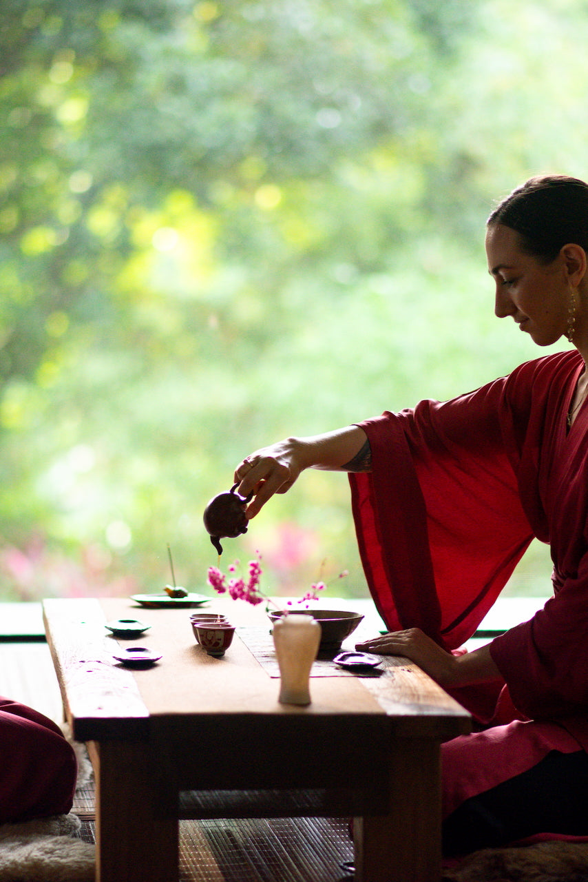 Aset Kimono — Lyocell Silk — Sacred Maroon