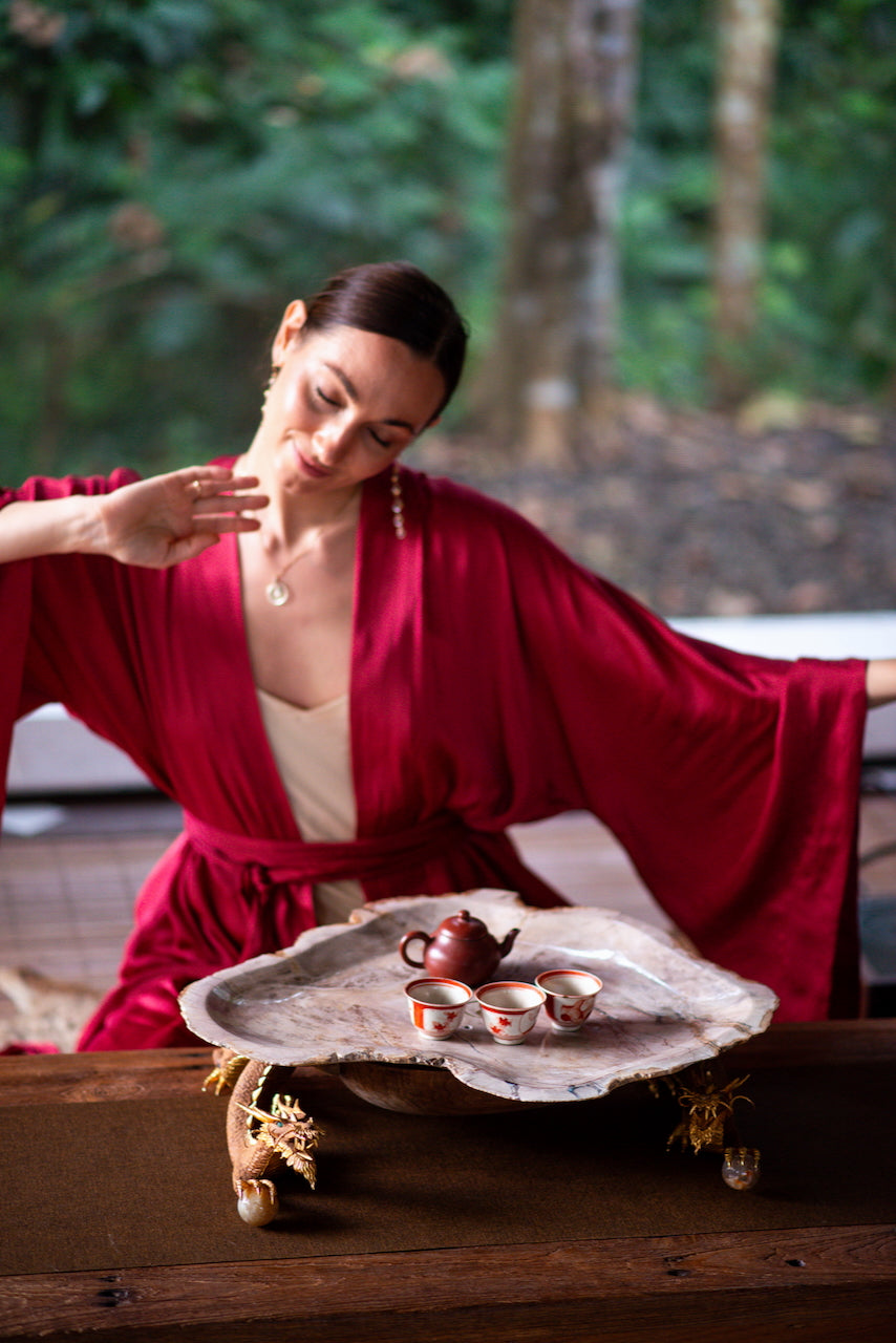 Aset Kimono - Plant Silk -  Kemet Crimson