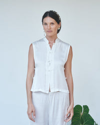 Lin Vest - Silk Viscose - Pearl White Tiyara Soul Wear