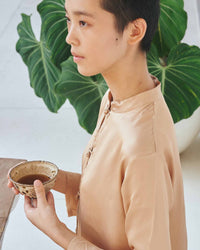Lin Shirt - Silk Tencel - Tan Tiyara Soul Wear