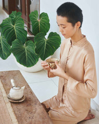 Lin Shirt - Silk Tencel - Tan Tiyara Soul Wear