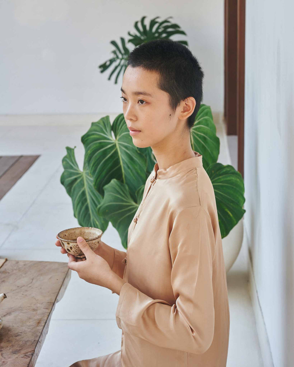 Lin Shirt - Silk Tencel - Tan Tiyara Soul Wear