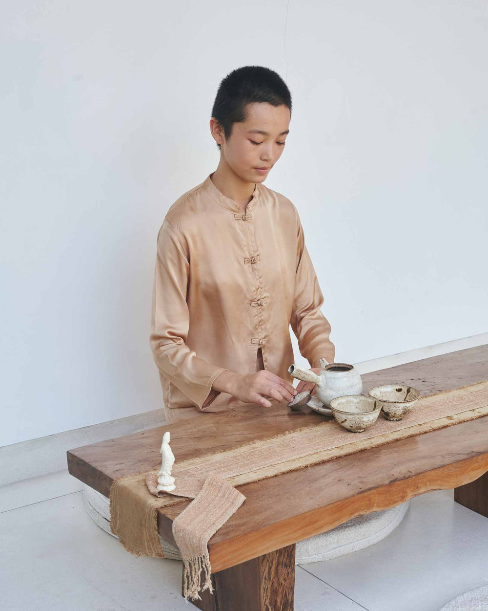 Lin Shirt - Silk Tencel - Tan Tiyara Soul Wear