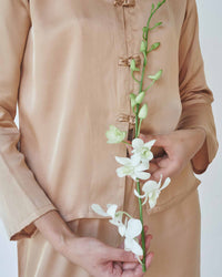 Lin Shirt - Silk Tencel - Tan Tiyara Soul Wear