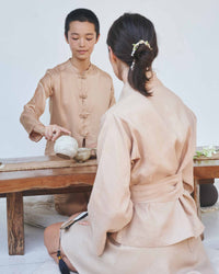 Lin Shirt - Silk Tencel - Tan Tiyara Soul Wear