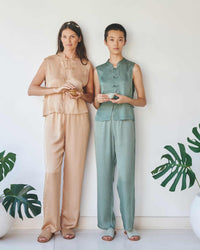Lin Vest - Silk Tencel - Tan Tiyara Soul Wear