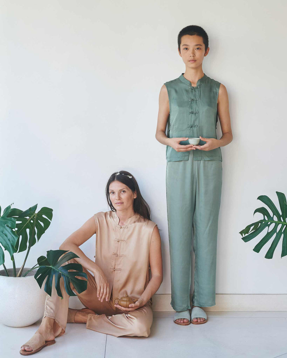 Lin Vest - Silk Tencel - Tan Tiyara Soul Wear