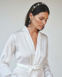 Lotus Kimono - Silk Viscose - Pearl White Tiyara Soul Wear
